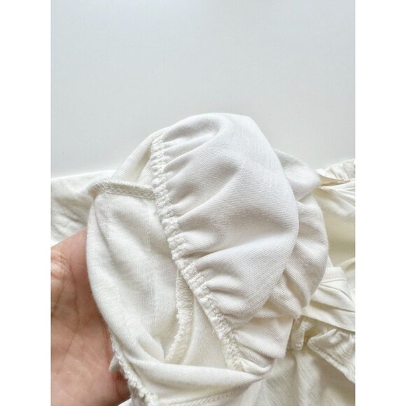 NATION LTD Quintana Ivory Cotton Jersey V-Neck Long Sleeve T-Shirt Top, Size S - Picture 12 of 15